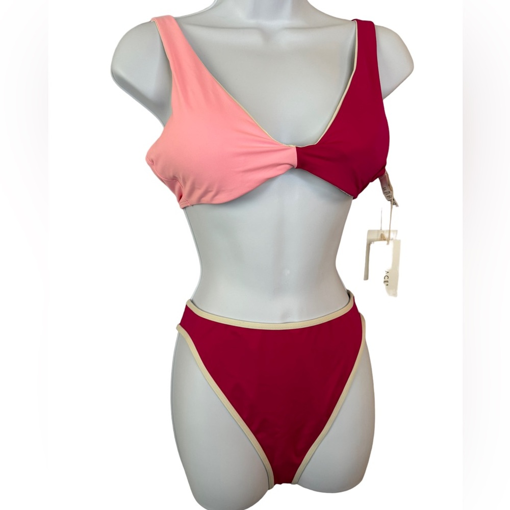 L*Space Women Camacho Full Bikini Bottoms ONLY Pink Size Large